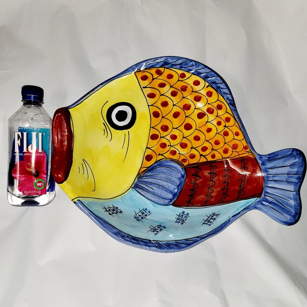 Large VIETRI Italian Pottery Fish Plate Serving Dish - Picture 4 of 10